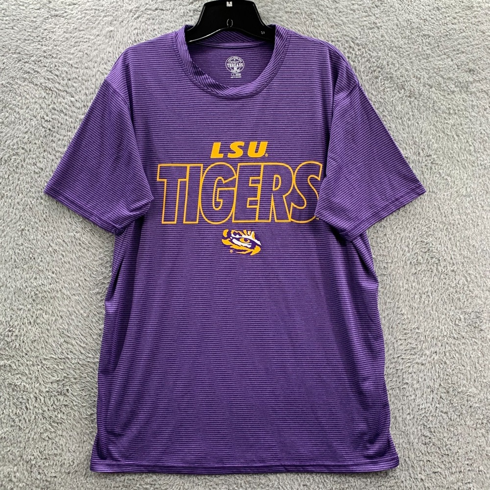 LSU Tigers Shirt Mens Size Large Tee Purple Yellow NCAA